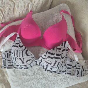 Juicy Couture Bold Pink and Monochrome Bra Duo